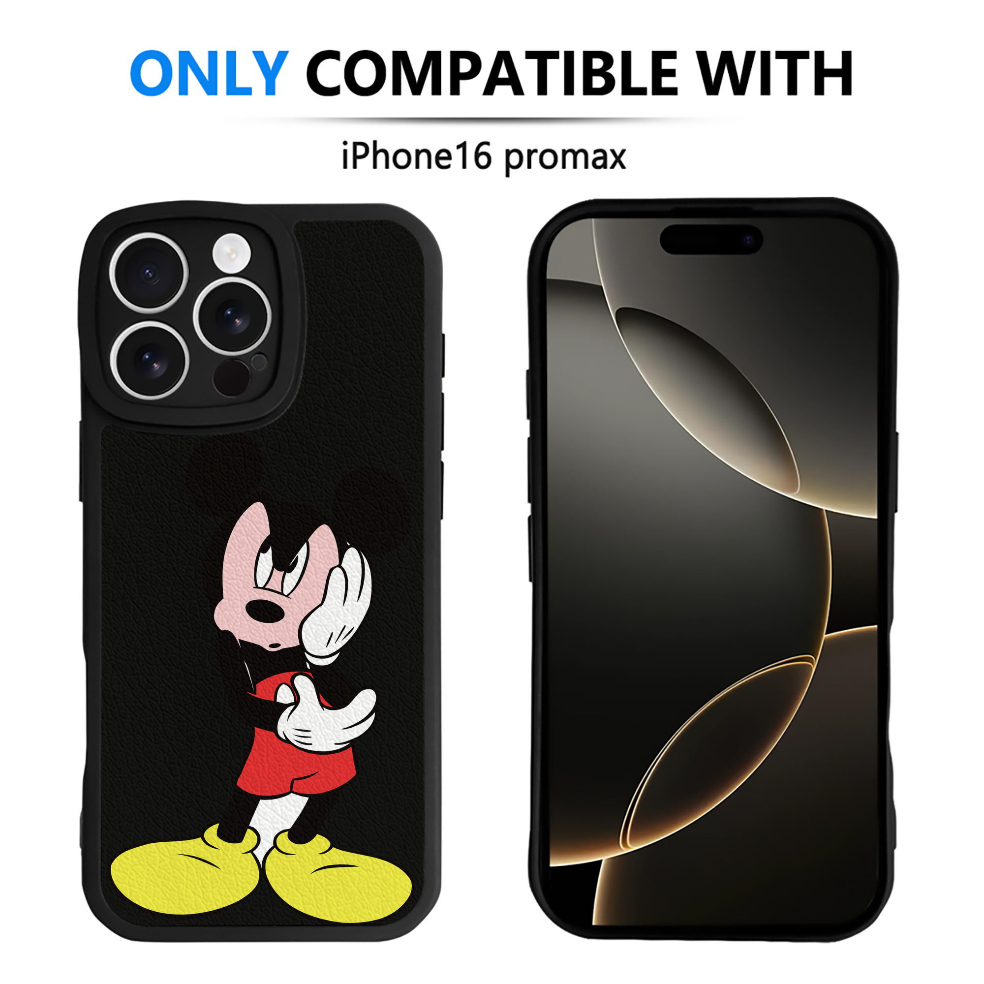 （画像用） ミッキーマウス Mickey Mouse 【iPhone 16シリーズ対応】シリコンスマホケース（レザー調） 材質：シリコン